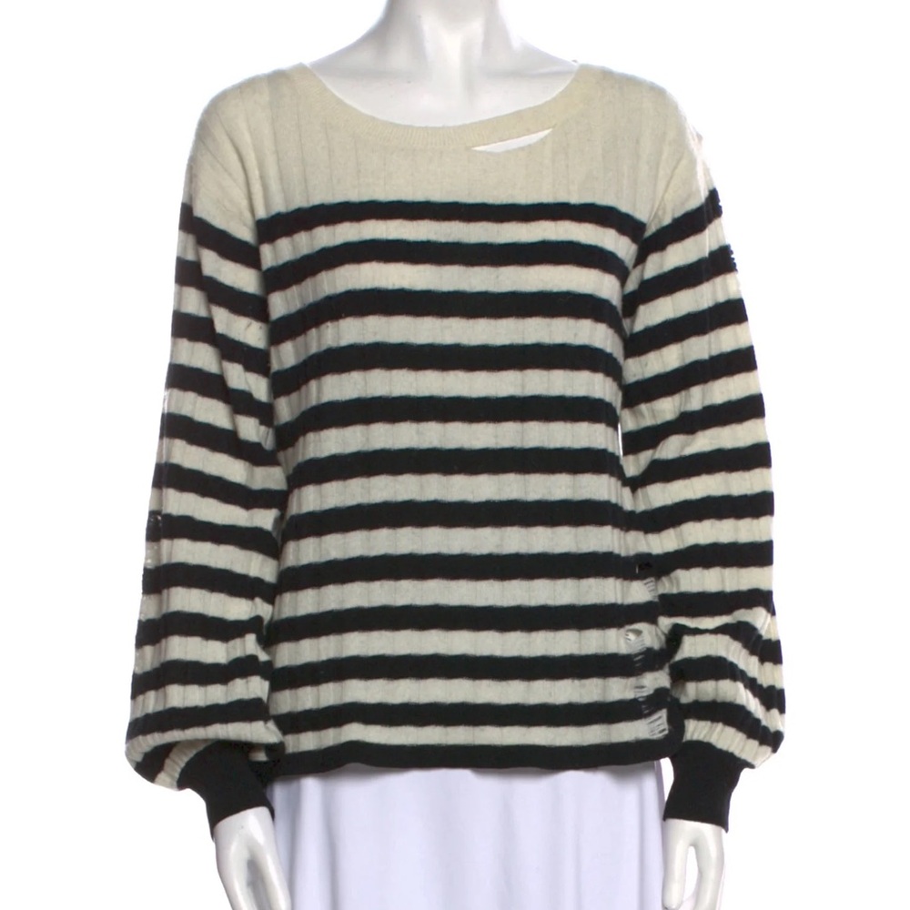 pam & gela distressed striped sweater size large